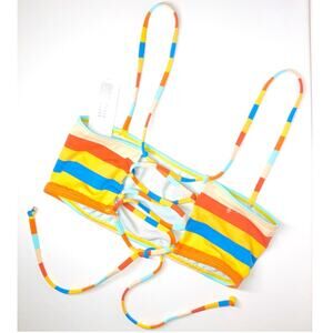 Bikini Lab Multi-Color Strappy Back Tie Bikini Top SzM NWOT